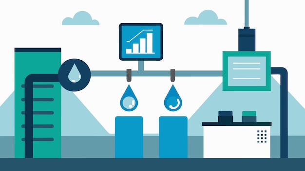 벡터 공장에서 물 사용을 정확하게 모니터링하고 감소시킬 수 있는 물 사용 추적 시스템의 클로즈업