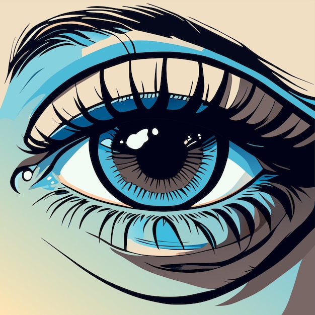 Foto del primo piano degli occhi e delle sopracciglia illustrazione isolata concetto dell'icona dell'autoadesivo del fumetto disegnato a mano