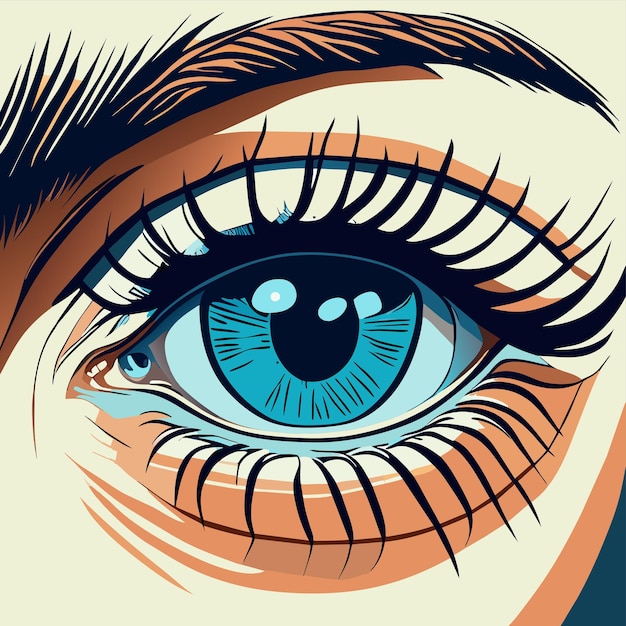 目と眉毛のクローズ アップ写真手描き漫画ステッカー アイコン コンセプト分離イラスト