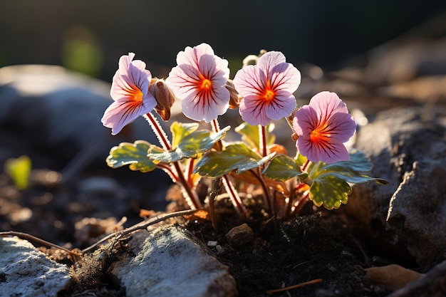 Closeup pink oxalis oxalis corymbosa in garden