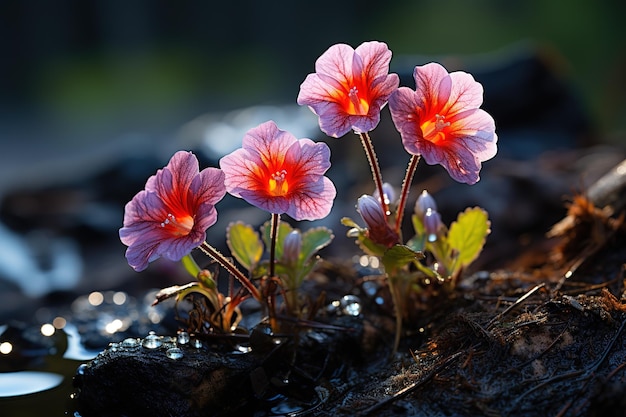 Vector closeup pink oxalis oxalis corymbosa in de tuin