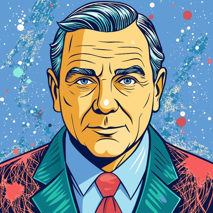 Vector a closeup portrait of a man with blue eyes and a red tie