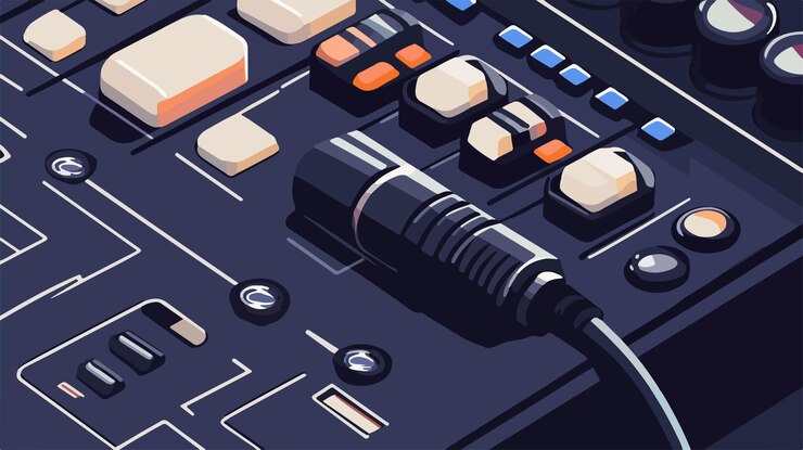 Vector closeup shot audio interface 1 xlr cable