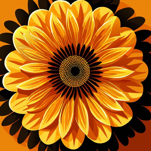 Closeup shot of an orange flower and leaf vector illustration