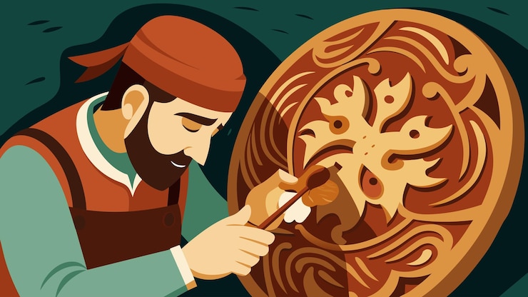 Vector a closeup shot of a skilled woodworker carving intricate designs into a wooden ornament destined to