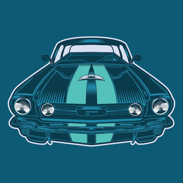 Vector closeup shot of a white retro car illustration