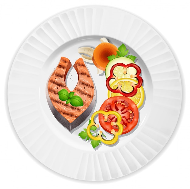 a closeup steak and salad