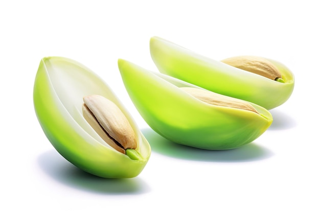 Vector closeup of tasty pistachios isolated on white background