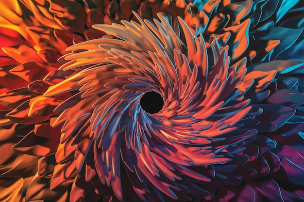群れの中の非常に明るい多色の<unk>花のクローズアップ