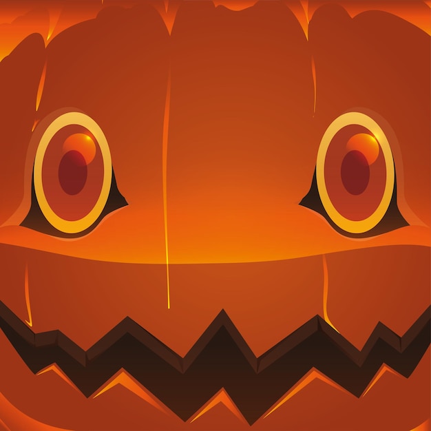 Closeup view of orange Halloween pumpkin with happy and smiling gesture