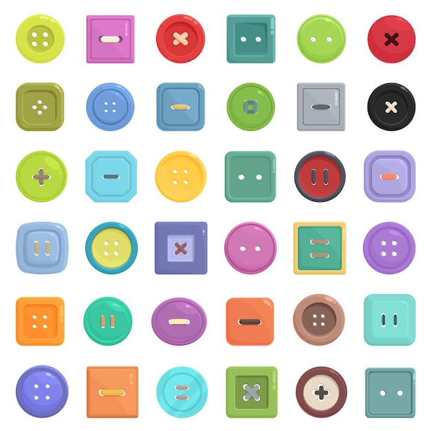 Vector cloth buttons icons set cartoon vector fashion circle