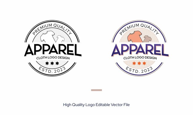 ベクトル 布のロゴ デザイン アパレルのロゴ デザイン カラー イラスト t シャツのロゴ デザイン編集可能なベクトル