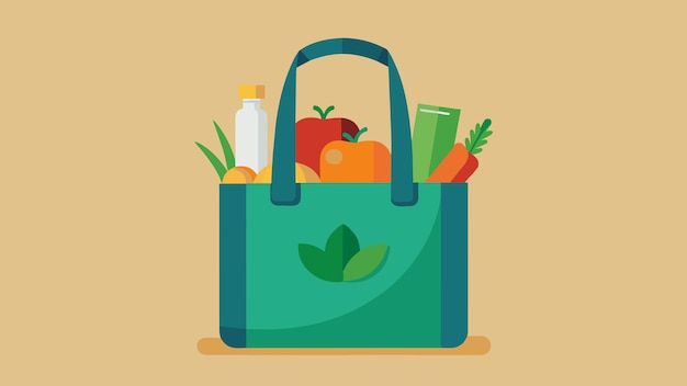 A cloth tote bag replaces plastic bags at the grocery store