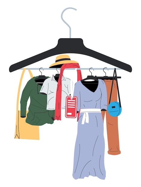 Clothes and accessories hanging on hanger