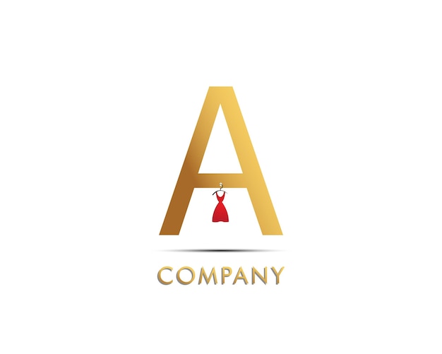 Premium Vector | Clothes brand logo in golden color with red dress