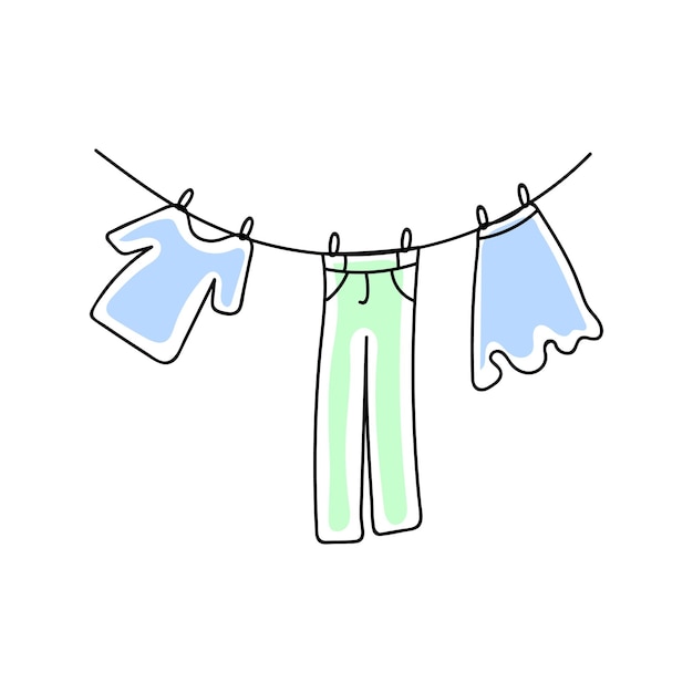 Vector clothes on clothesline