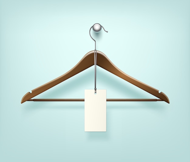 Vector clothes coat brown wooden hanger with sale label