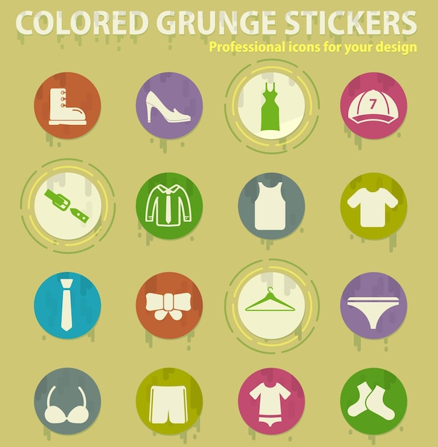 Clothes colored grunge icons