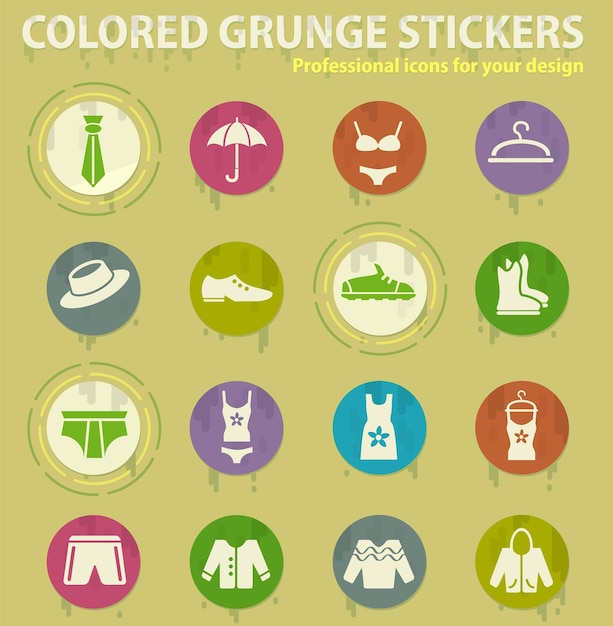 Clothes colored grunge icons