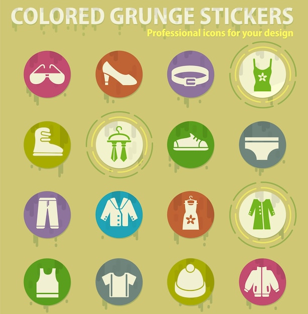 Clothes colored grunge icons