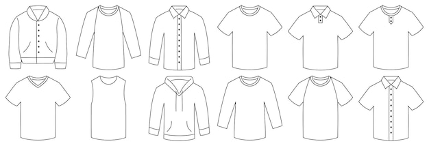 Design degli elementi di abbigliamento. insieme dell'icona dei vestiti