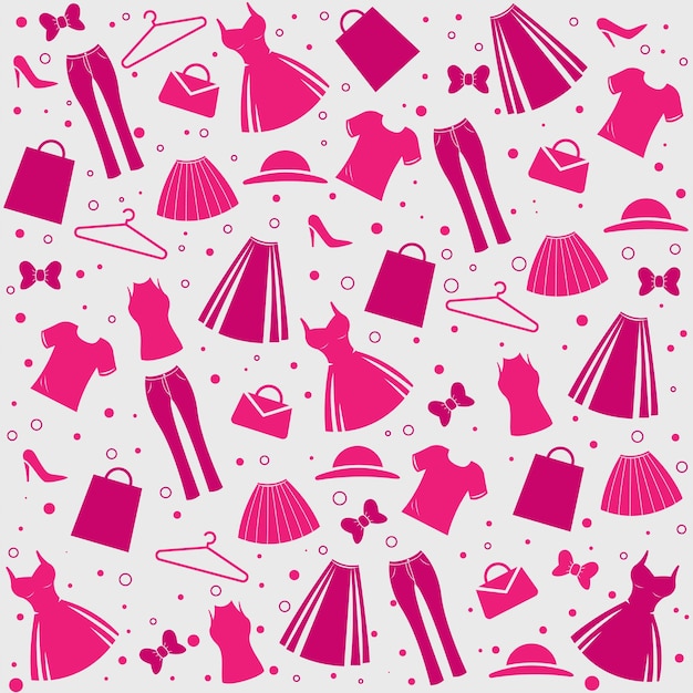 Clothes Fashion Icons collection Pattern simple Illustration