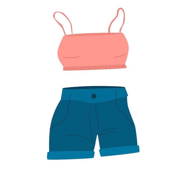 Vector clothes fashion top with shorts vector illustration in modern style