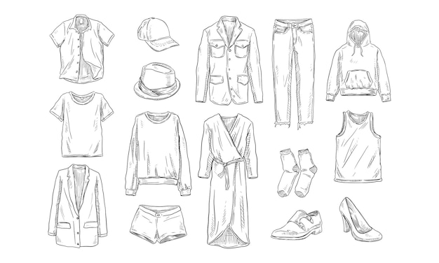 Vector clothes handdrawn collection