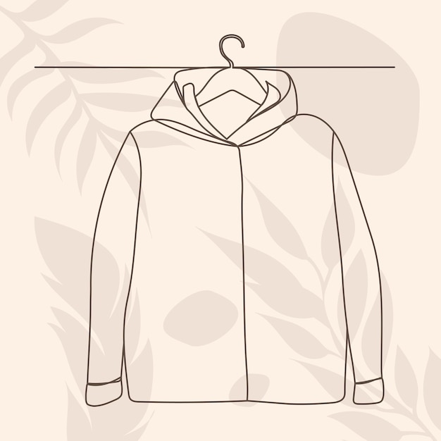 Clothes on a hanger continuous line drawing, on an abstract background, vector