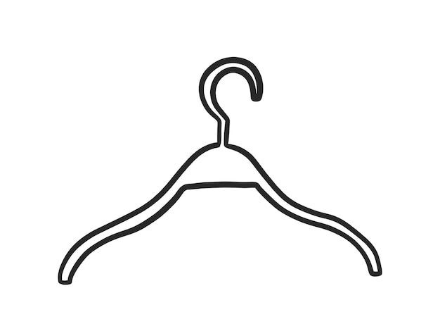 Vector clothes hanger icon cloakroom or rack hang wearing closet item drawing fashion sartoon style