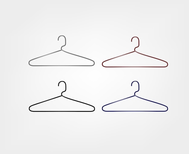 Clothes hanger icon set Metal hanger