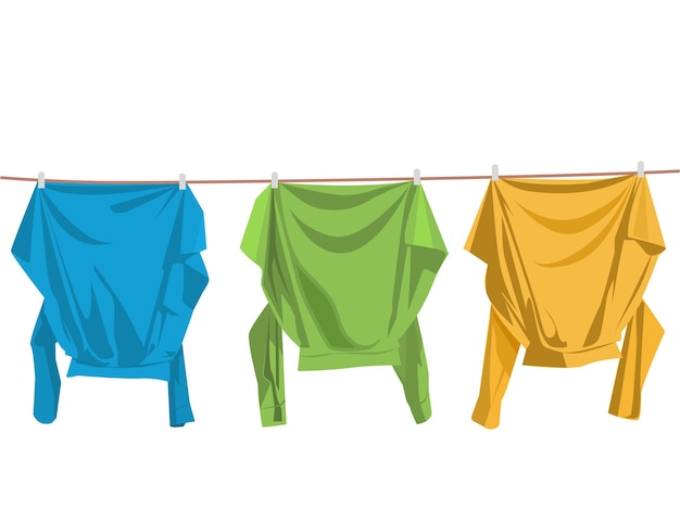 Vector clothes hanging on clothesline in outdoor