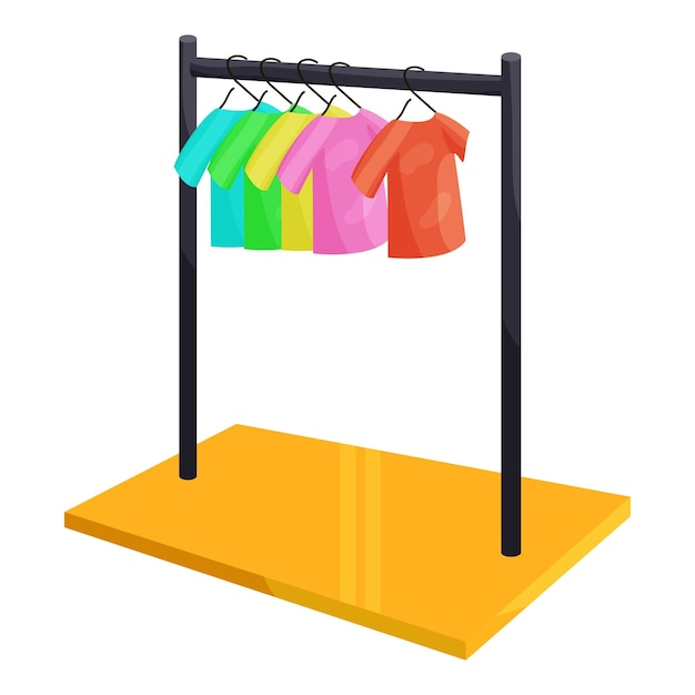 Vector clothes hanging on the rack icon cartoon illustration of clothes hanging on the rack vector icon for web