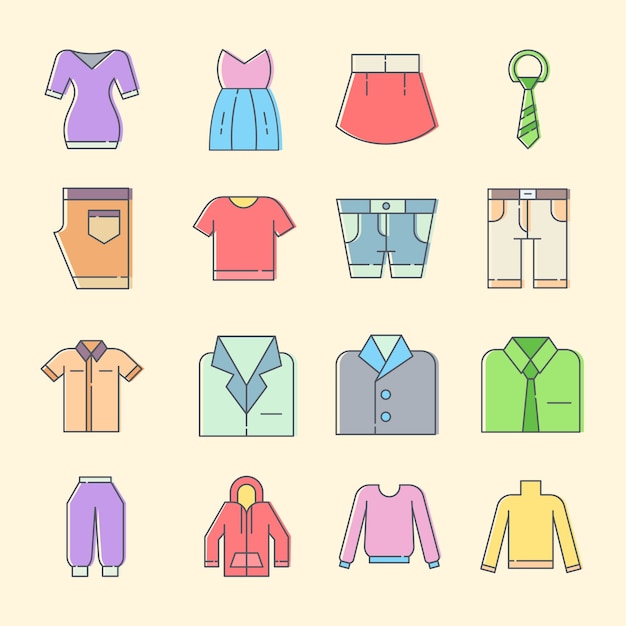 Clothes icon set logo illustration on white background