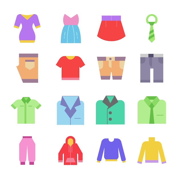 Vector clothes icon set logo illustration on white background