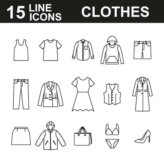 Vector clothes icon set social media instagram highlights cover perfect for bloggers