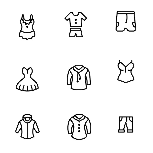 服のアイコンセットのベクトルイラスト