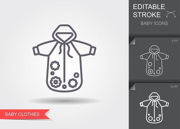 Clothes for a newborn Line icon with editable stroke with shadow