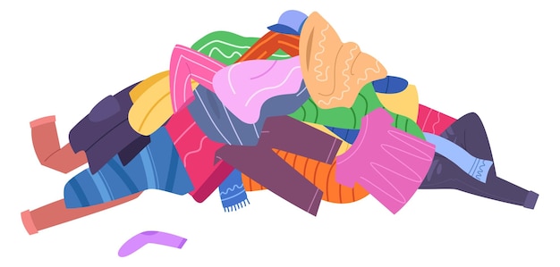 Вектор Куча одежды цветная текстильная куча ткань для стирки