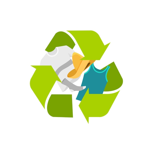 Clothes recycle icon with textile inside sustainable fashion symbol eco friendly concept vector