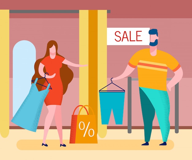 Clothes Shop Sale Cartoon Vector Illustration