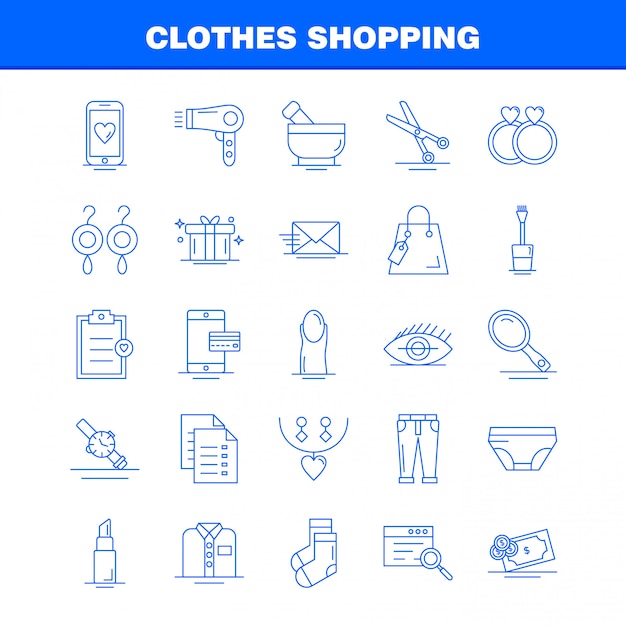 Vector clothes shopping line icon set