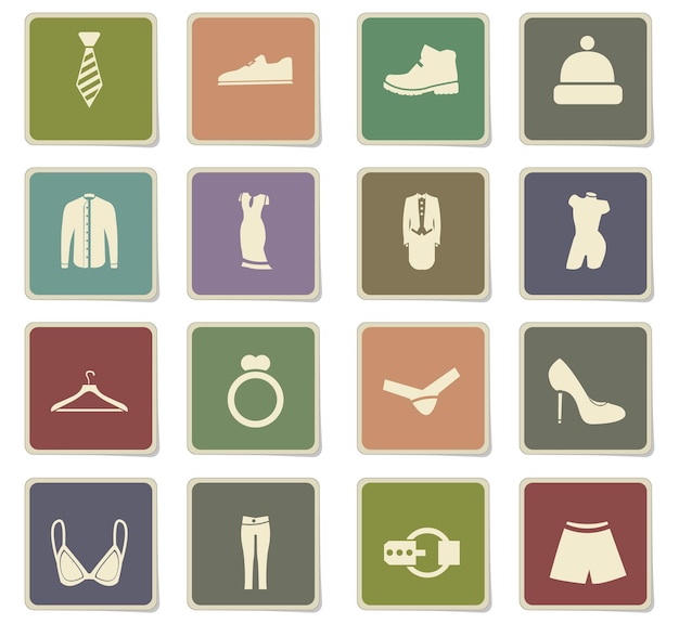 Clothes vector icons for user interface design