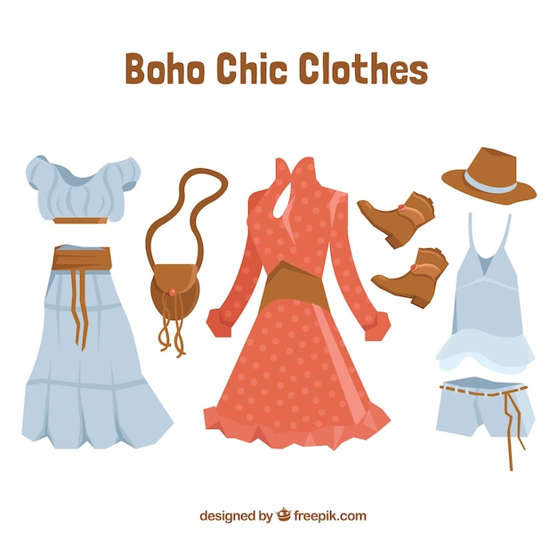 Vector clothes in vintage boho style