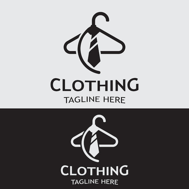 Vector clothing and fashion logo design hanger concept creative simple fashion shop business