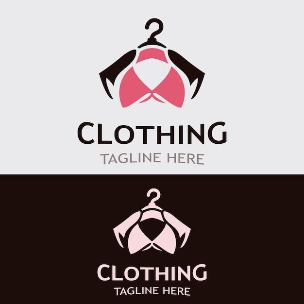 Vector clothing and fashion logo design hanger concept creative simple fashion shop business