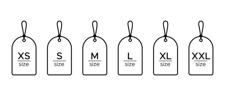 Vector clothing size labels line vector icon set clothing size tag from xs to xxl