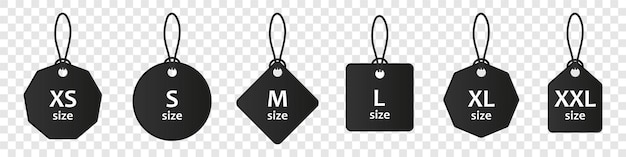 Этикетки с размерами одежды Диапазон размеров одежды Размеры XS SML XL