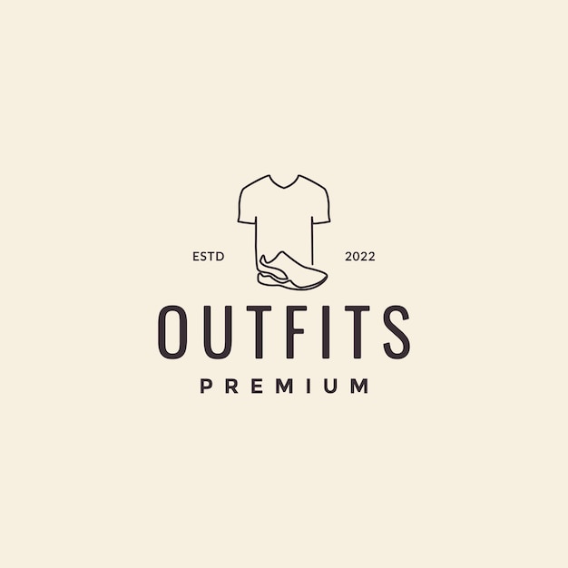 Cloting with shoes outfit apperel lines logo design vector