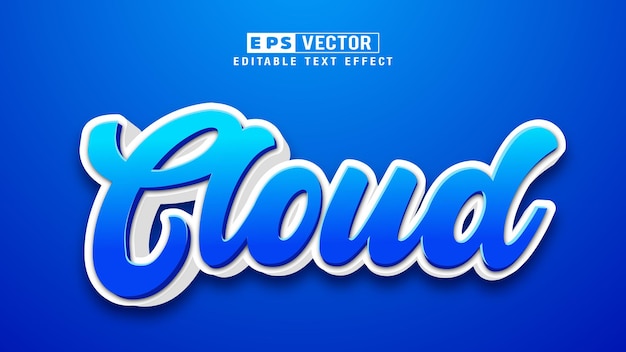 Cloud 3D-bewerkbare teksteffectvector met achtergrond